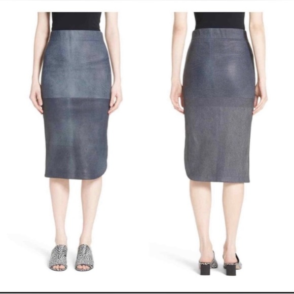 Zero + Maria Cornejo lamb skin leather skirt. Blue size 14. New with tags.